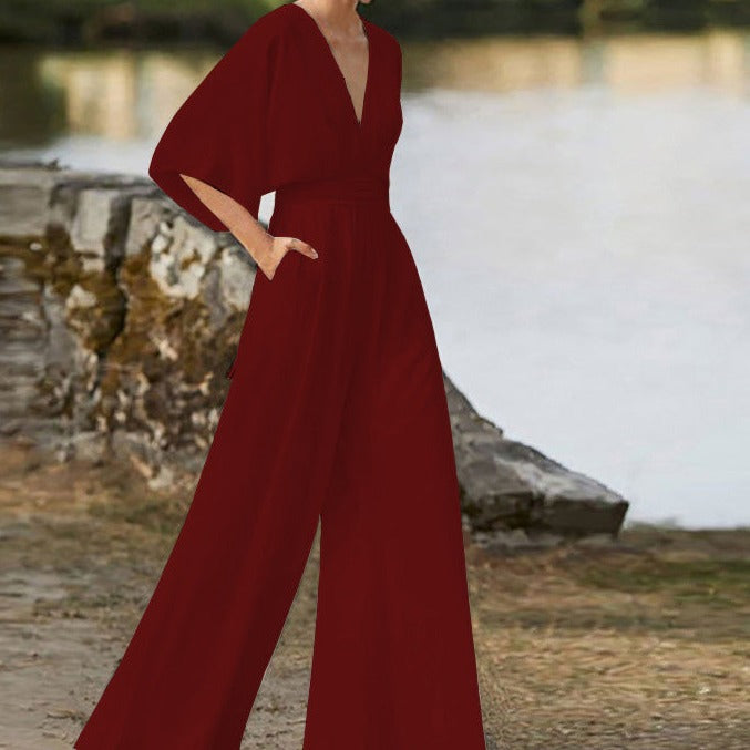 Xamira | Women’s Elegant V-Neck Jumpsuit