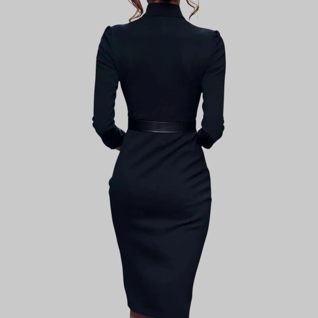Women's Belted Bodycon Midi Dress