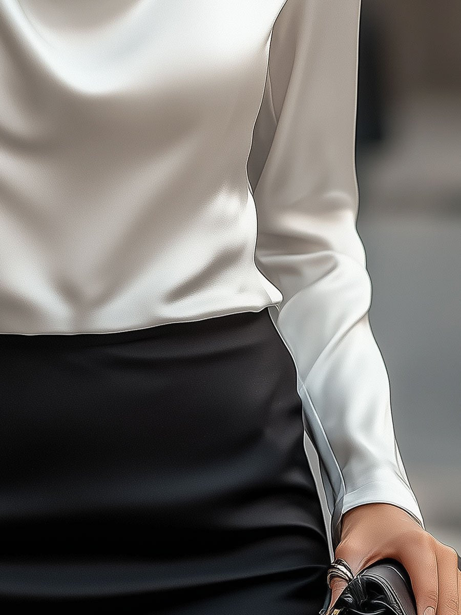 Women's Draped Neck Long Sleeve Blouse