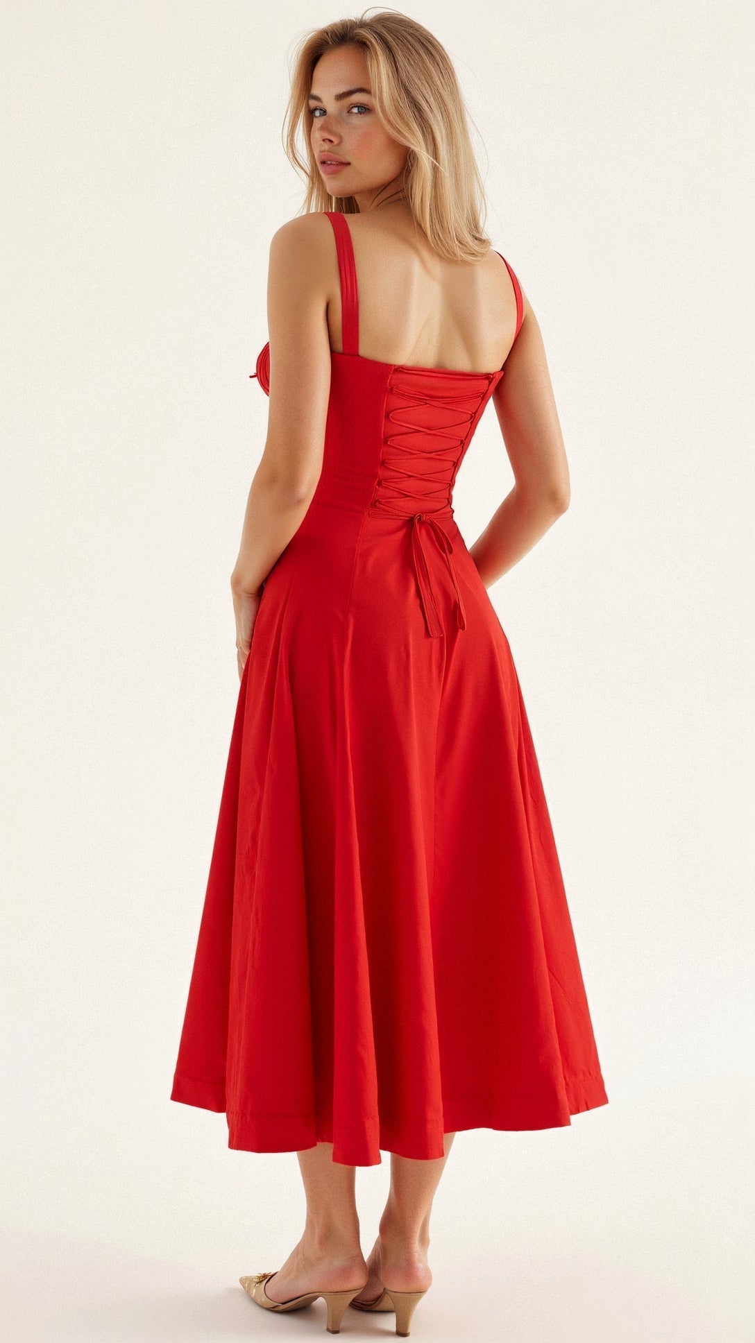 Women's Floral A-Line Midi Dress
