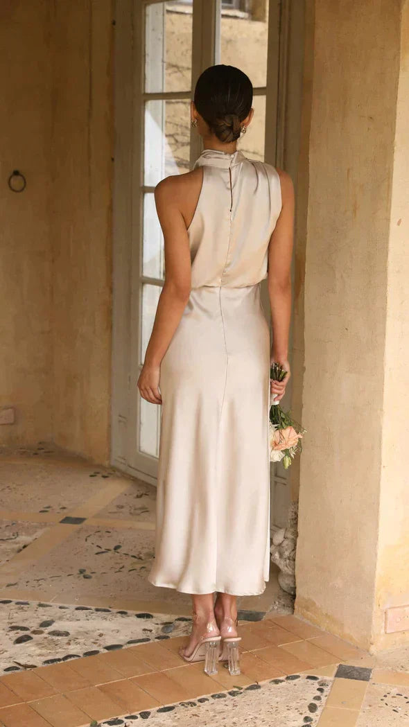 Women's Halter Slinky Midi Dress