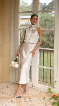 Women's Halter Slinky Midi Dress