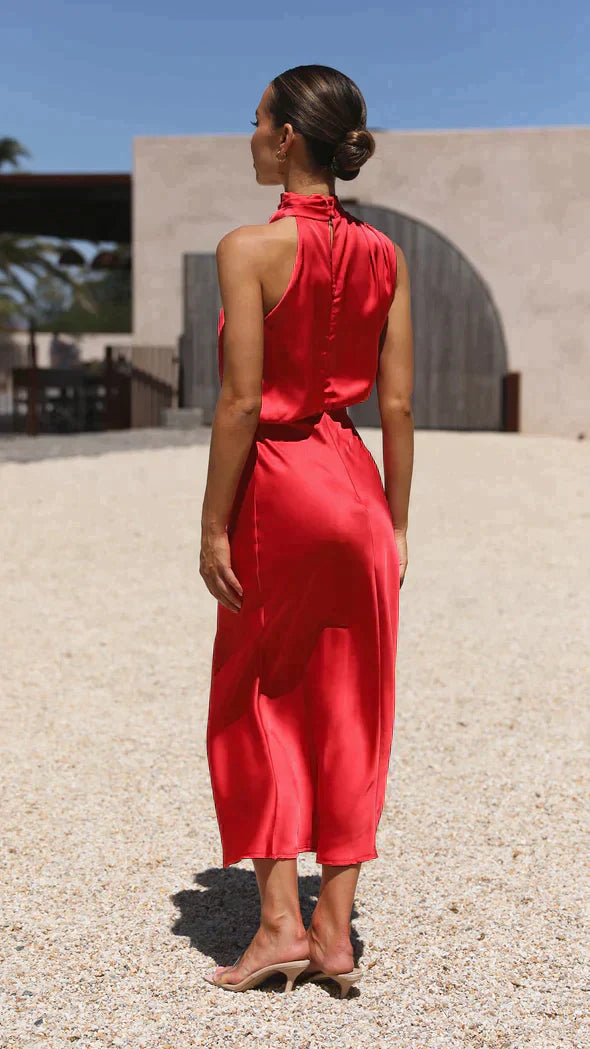 Women's Halter Slinky Midi Dress