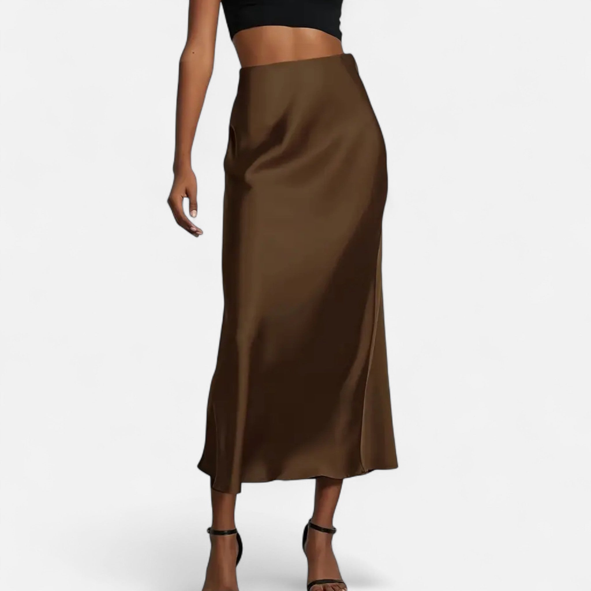 Women's High-Waisted A-Line Midi Skirt