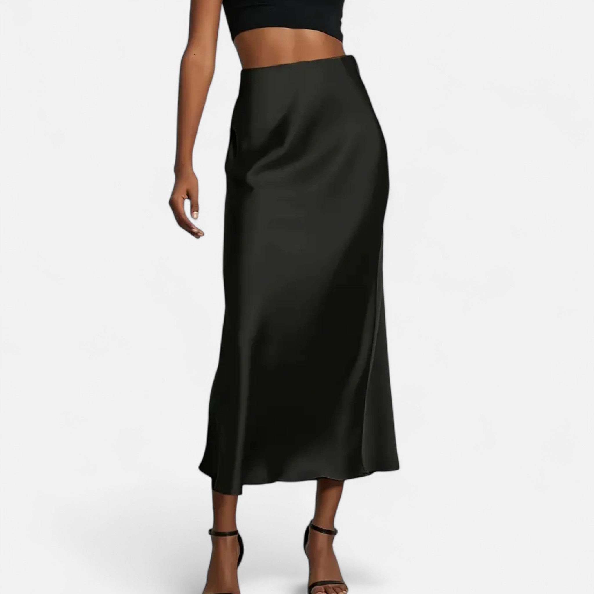 Women's High-Waisted A-Line Midi Skirt