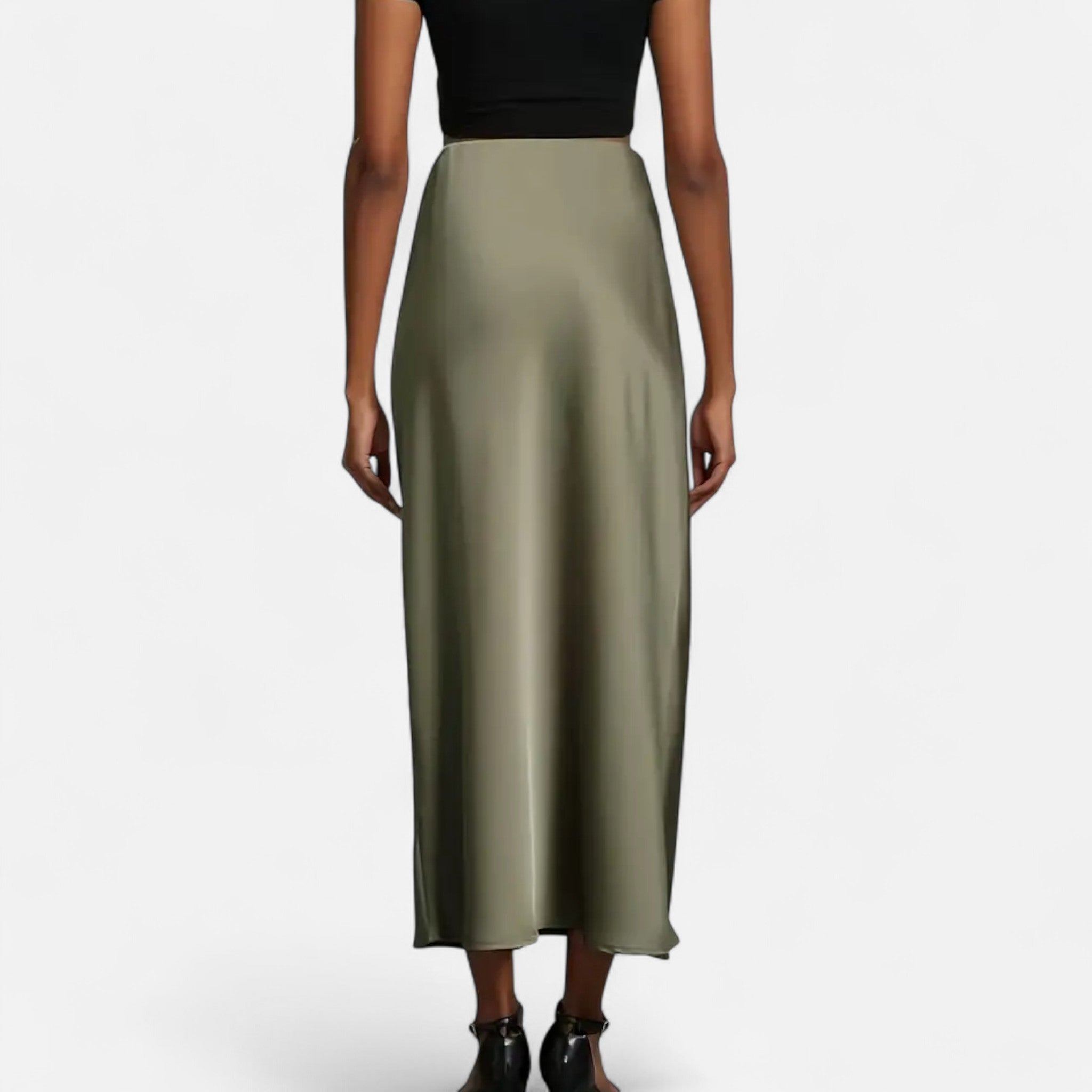 Women's High-Waisted A-Line Midi Skirt