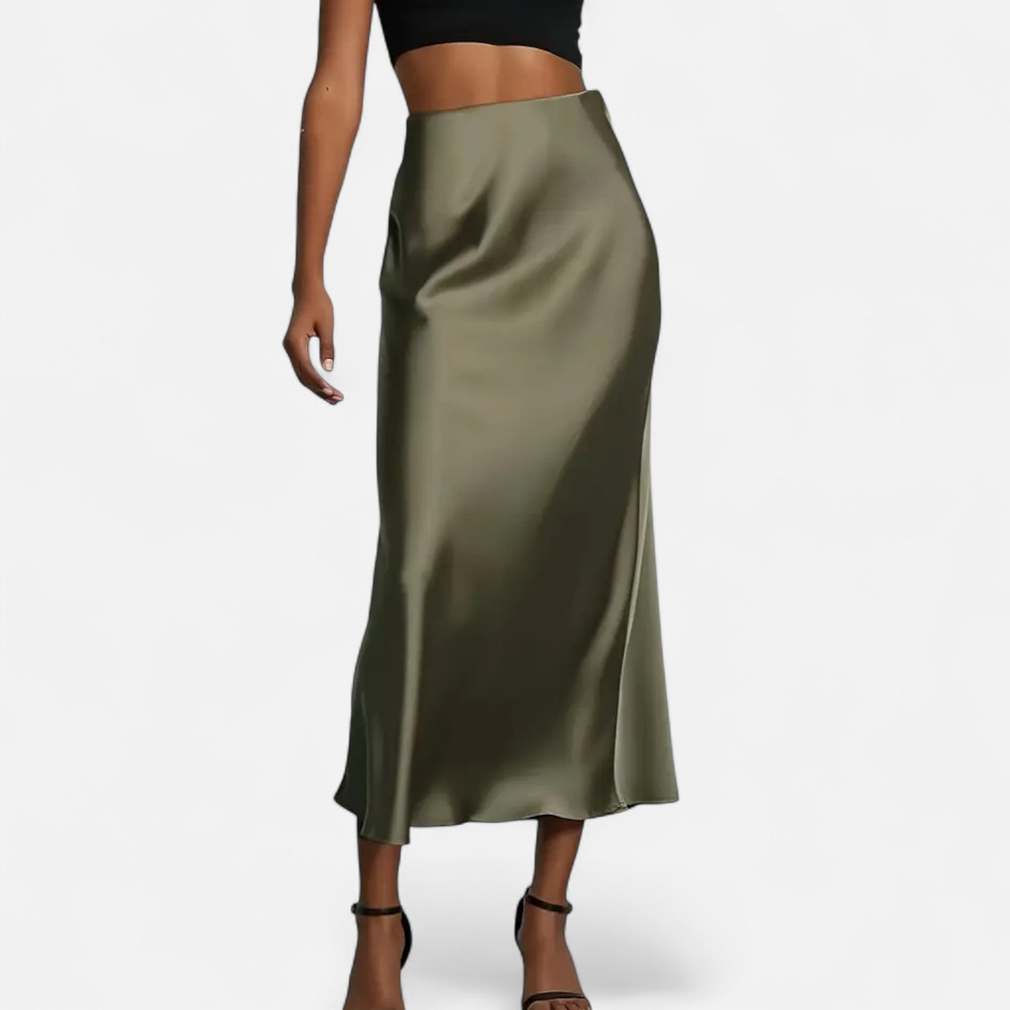 Women's High-Waisted A-Line Midi Skirt