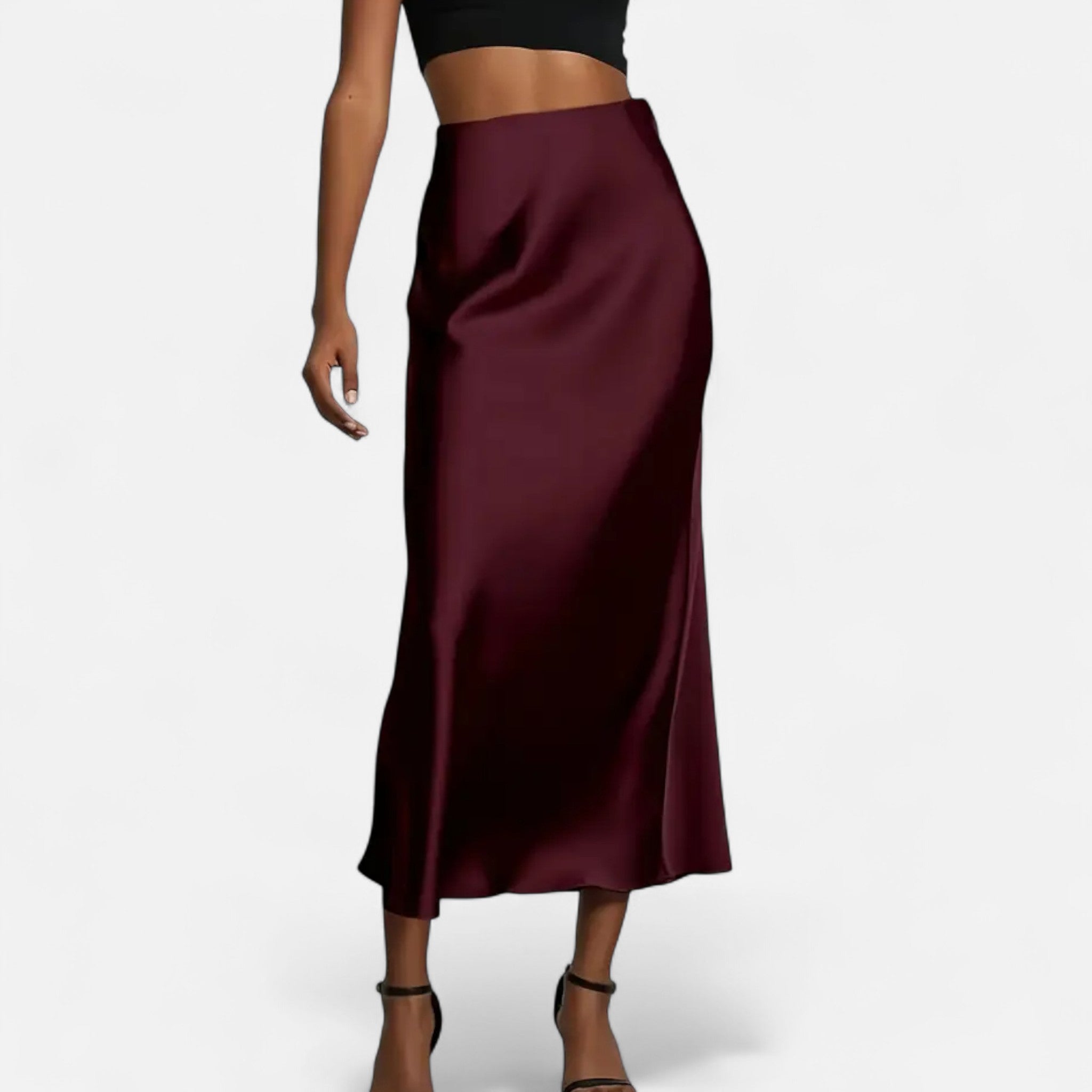 Women's High-Waisted A-Line Midi Skirt