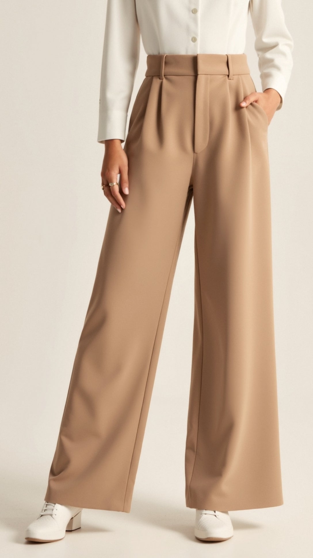 Women's High-Waisted Pleated Wide Leg Pants