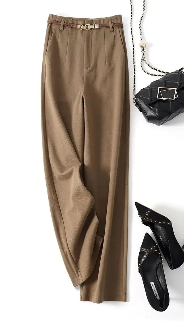 Women's High-Waisted Wide Leg Pleated Dress Pants