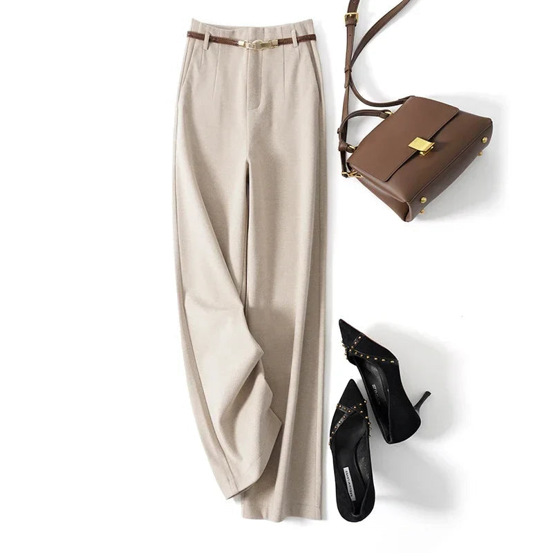 Women's High-Waisted Wide Leg Pleated Dress Pants