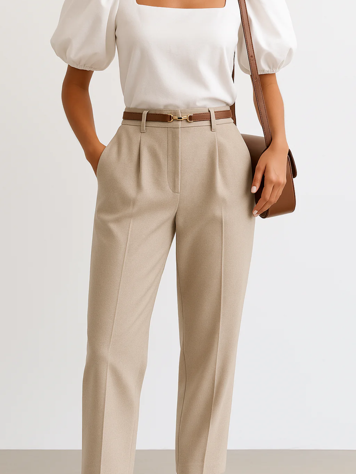 Women's High-Waisted Wide Leg Pleated Dress Pants