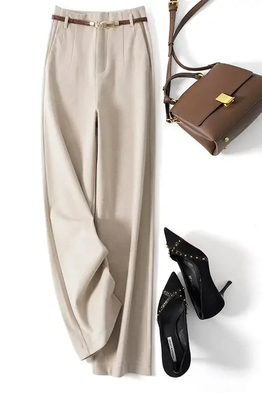 Women's High-Waisted Wide Leg Pleated Dress Pants
