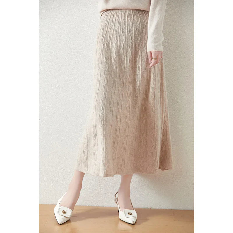Women's Knit A-Line Midi Skirt