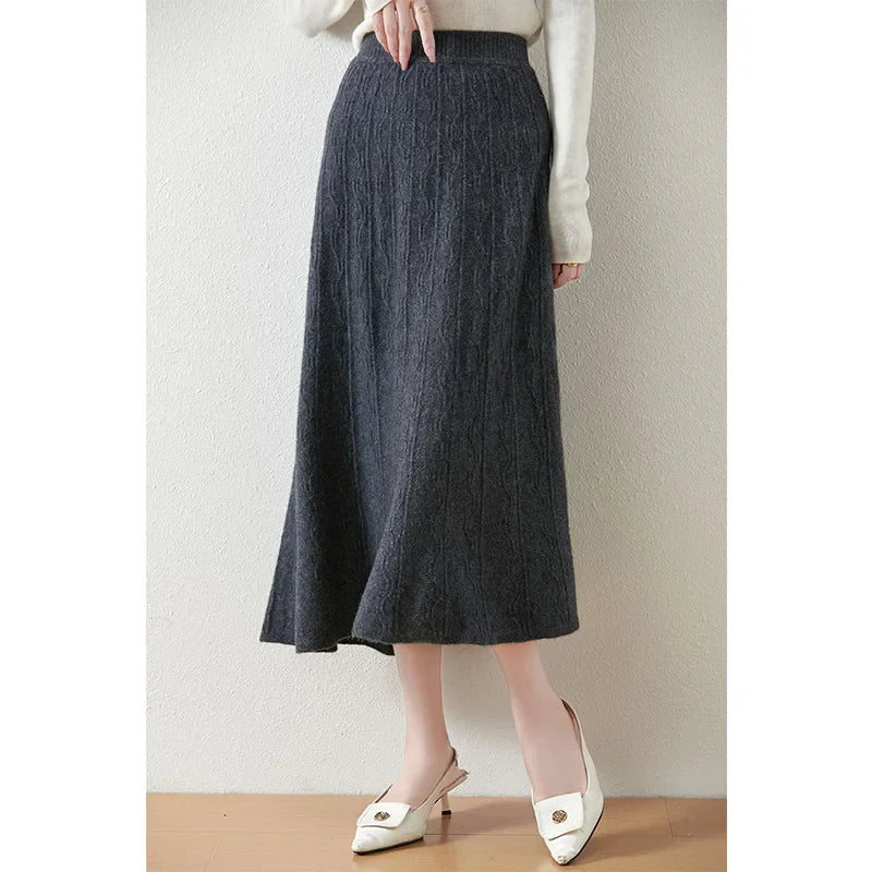 Women's Knit A-Line Midi Skirt