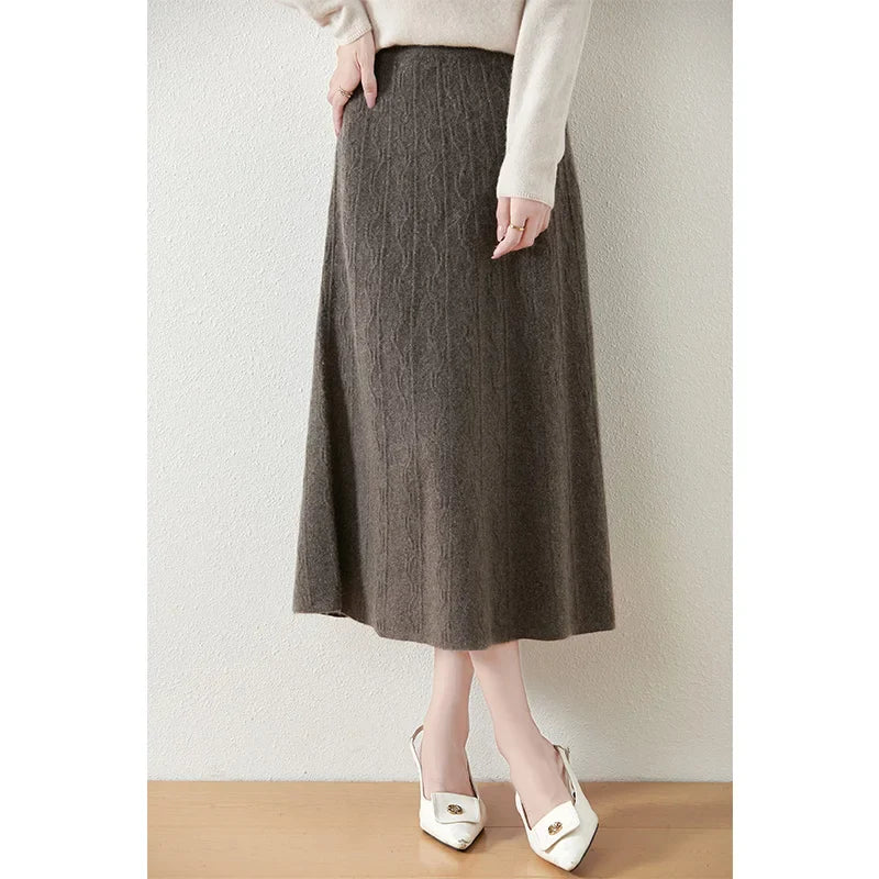 Women's Knit A-Line Midi Skirt