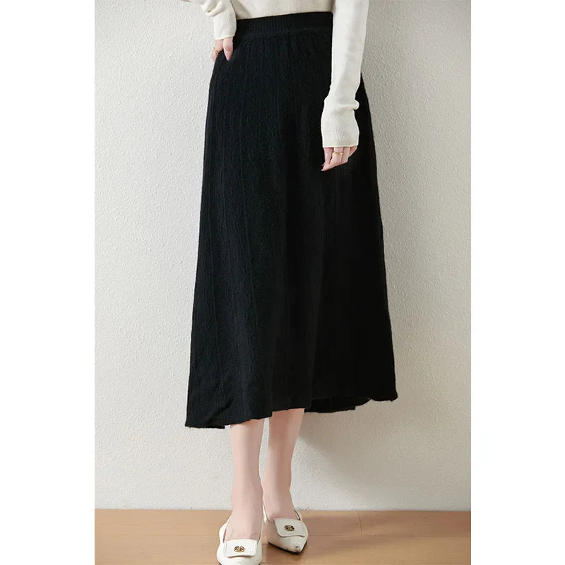 Women's Knit A-Line Midi Skirt