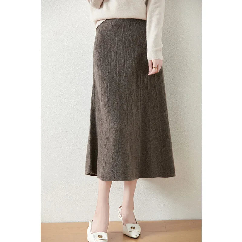 Women's Knit A-Line Midi Skirt