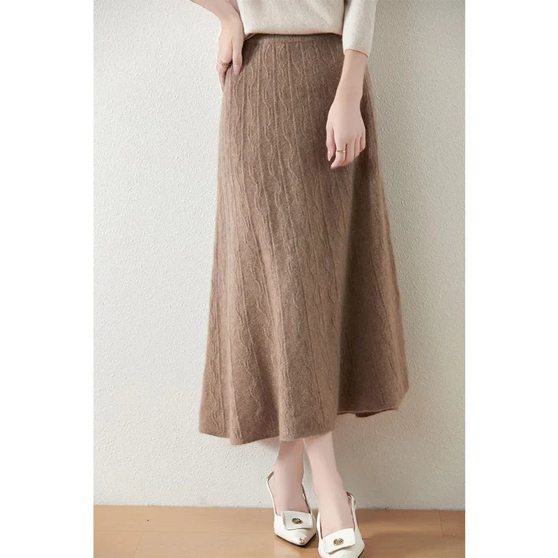 Women's Knit A-Line Midi Skirt