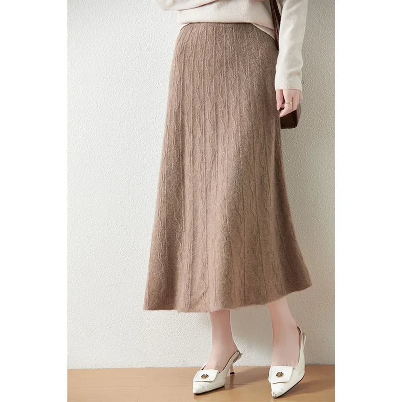Women's Knit A-Line Midi Skirt