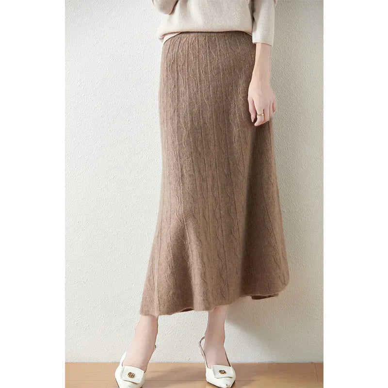 Women's Knit A-Line Midi Skirt
