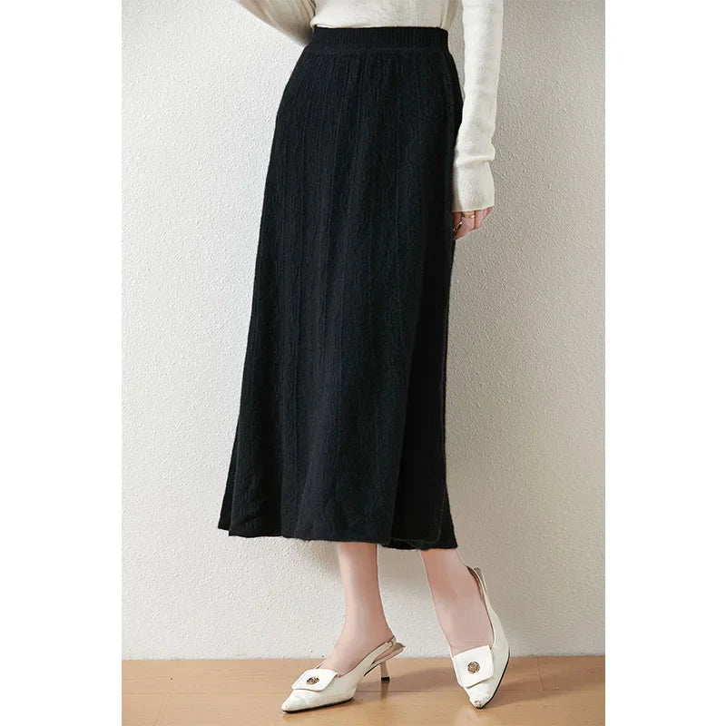 Women's Knit A-Line Midi Skirt