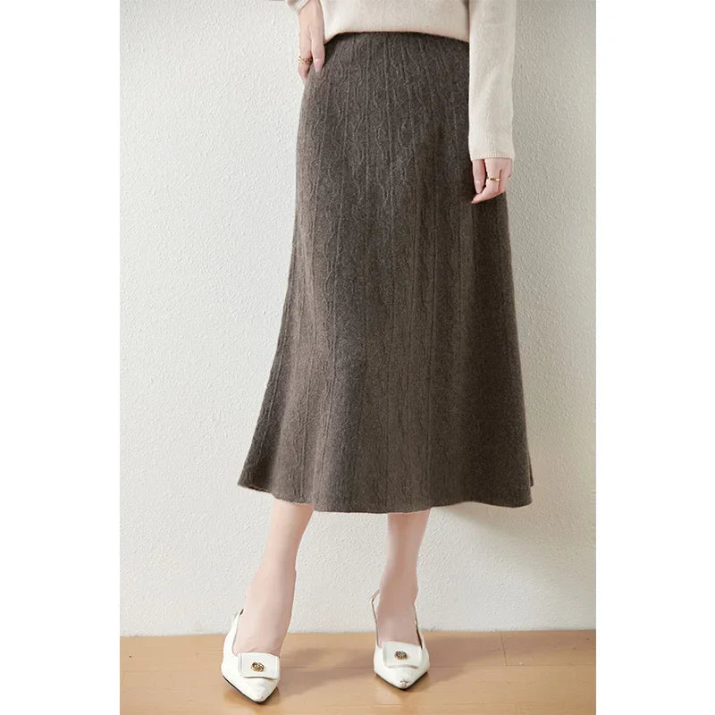 Women's Knit A-Line Midi Skirt