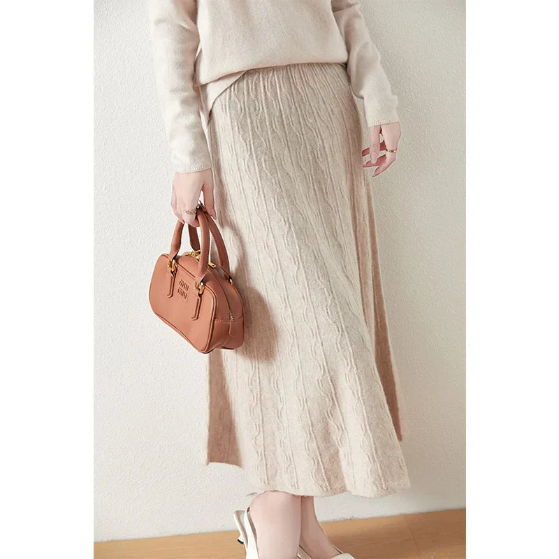 Women's Knit A-Line Midi Skirt