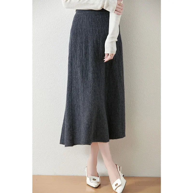 Women's Knit A-Line Midi Skirt