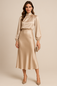 Women's Long Sleeve A-Line Midi Dress