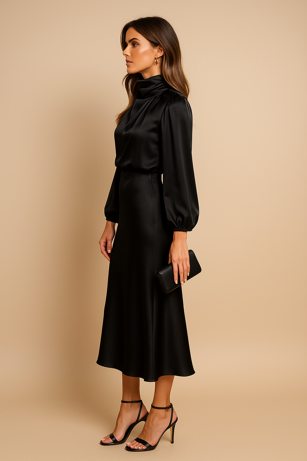 Women's Long Sleeve A-Line Midi Dress