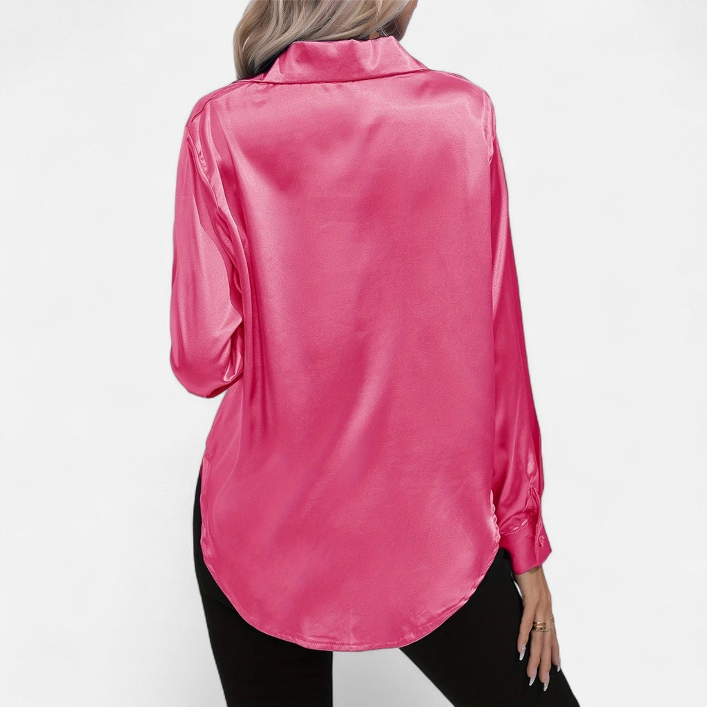 Women's Long-Sleeve Satin Blouse