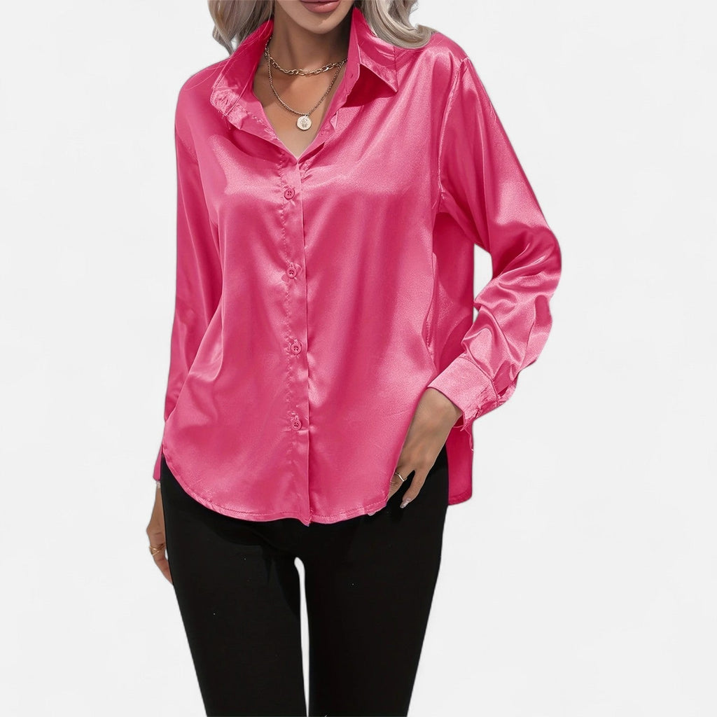 Women's Long-Sleeve Satin Blouse
