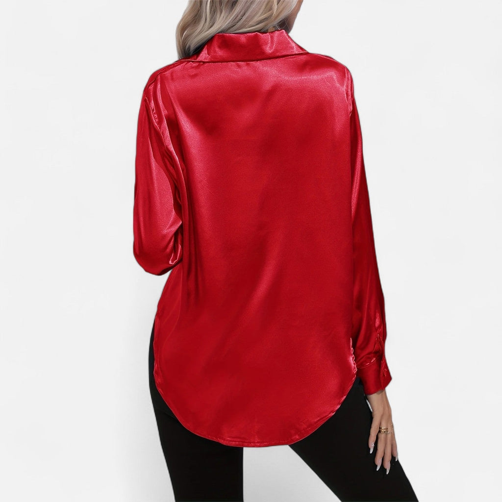 Women's Long-Sleeve Satin Blouse