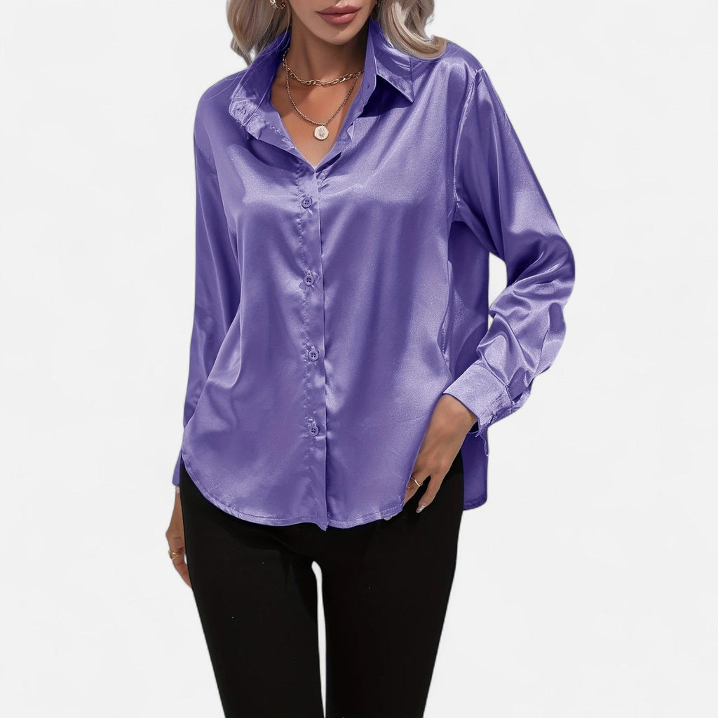 Women's Long-Sleeve Satin Blouse