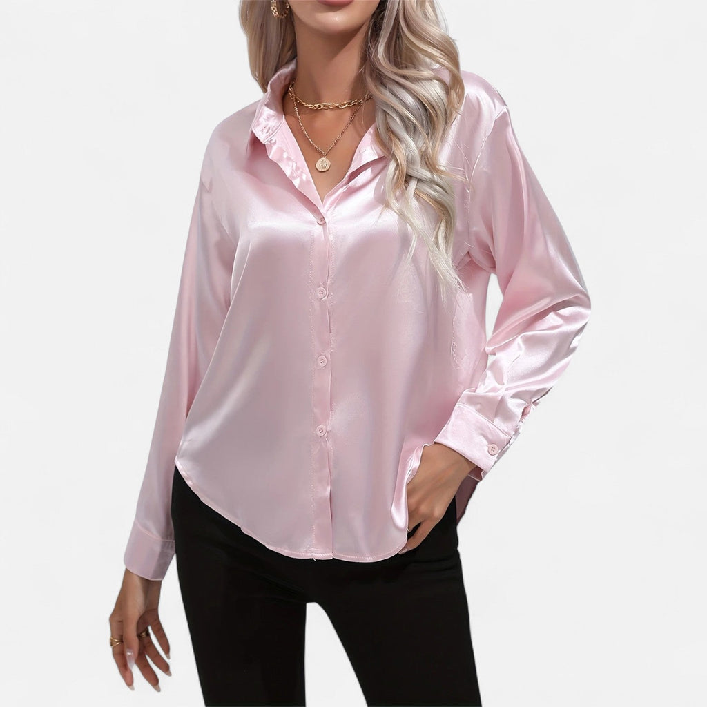 Women's Long-Sleeve Satin Blouse