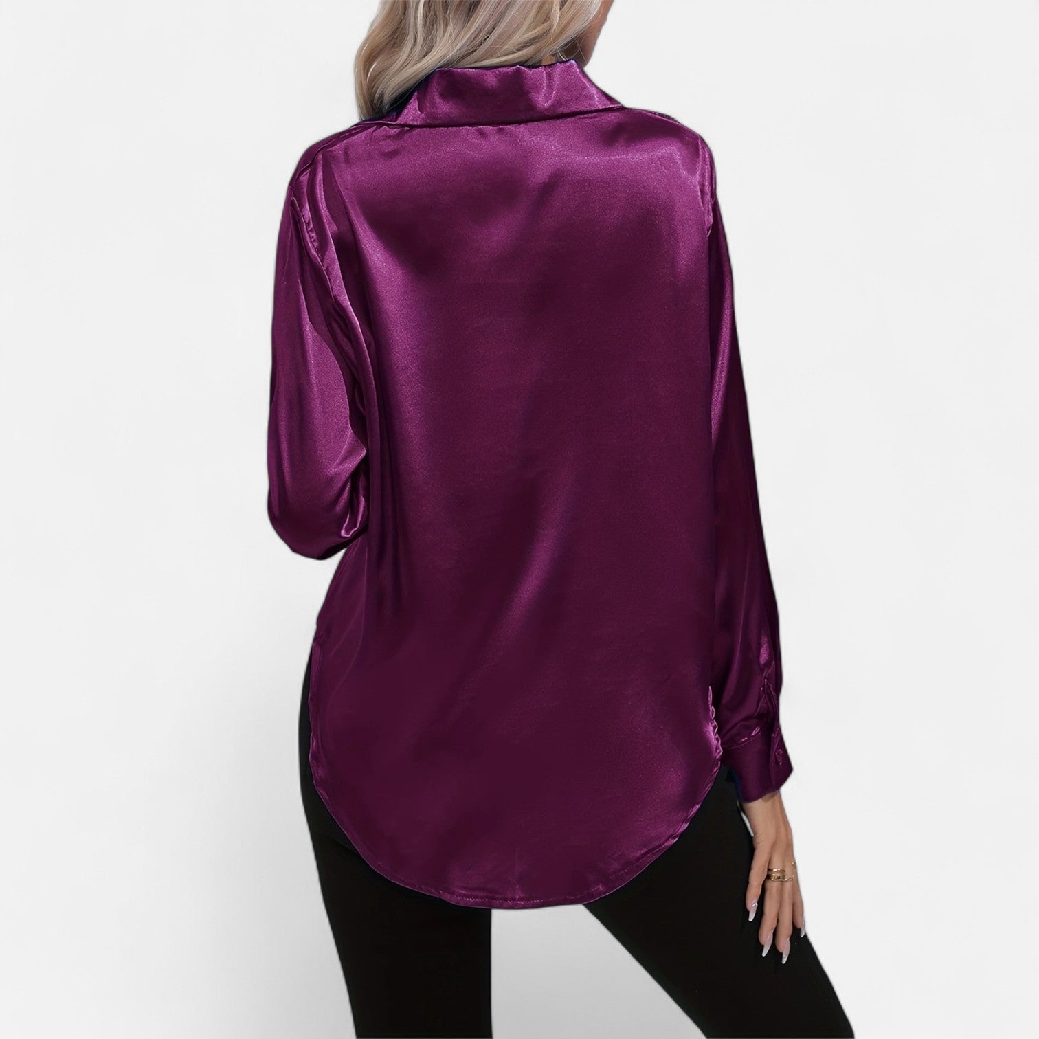 Women's Long-Sleeve Satin Blouse