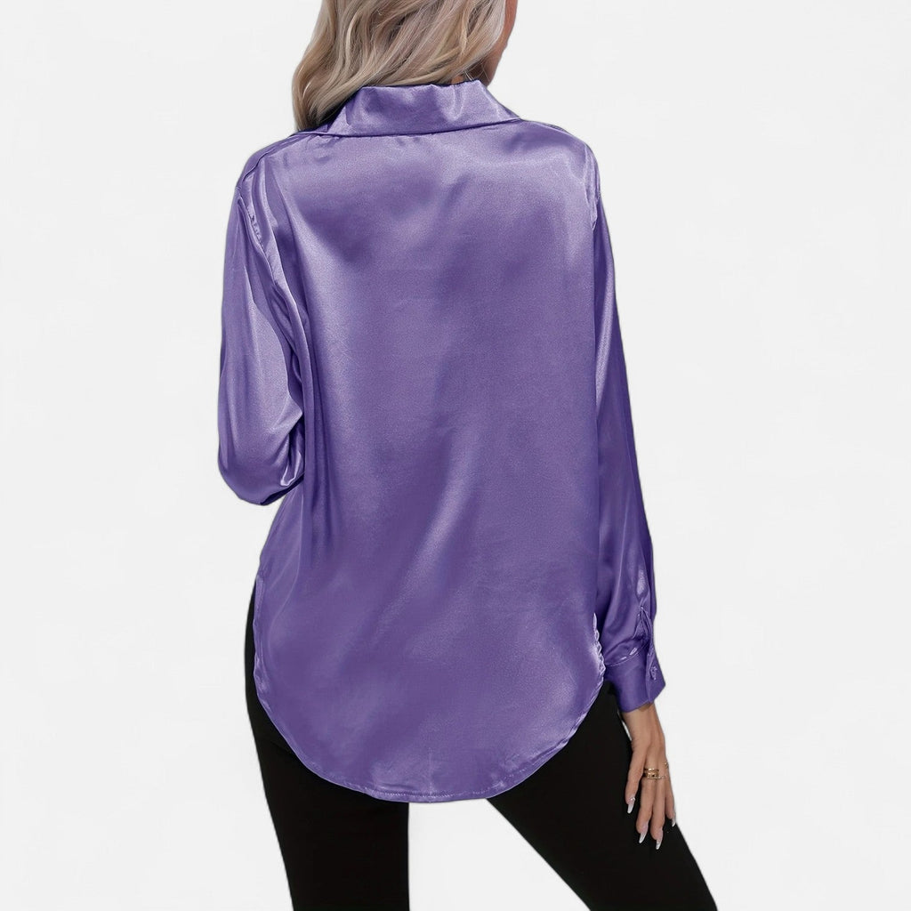Women's Long-Sleeve Satin Blouse