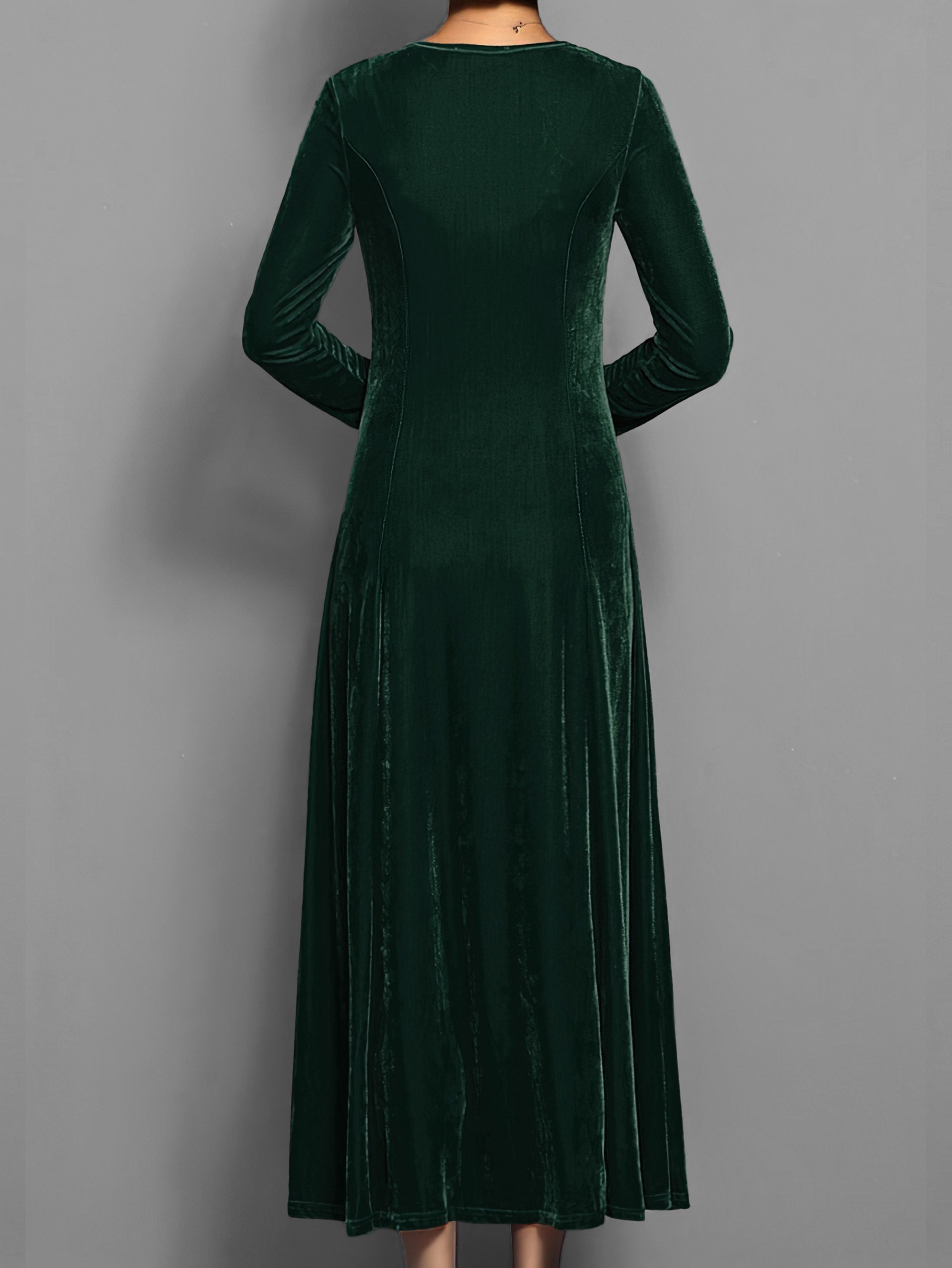 Women's Long Sleeve Velvet A-Line Maxi Dress