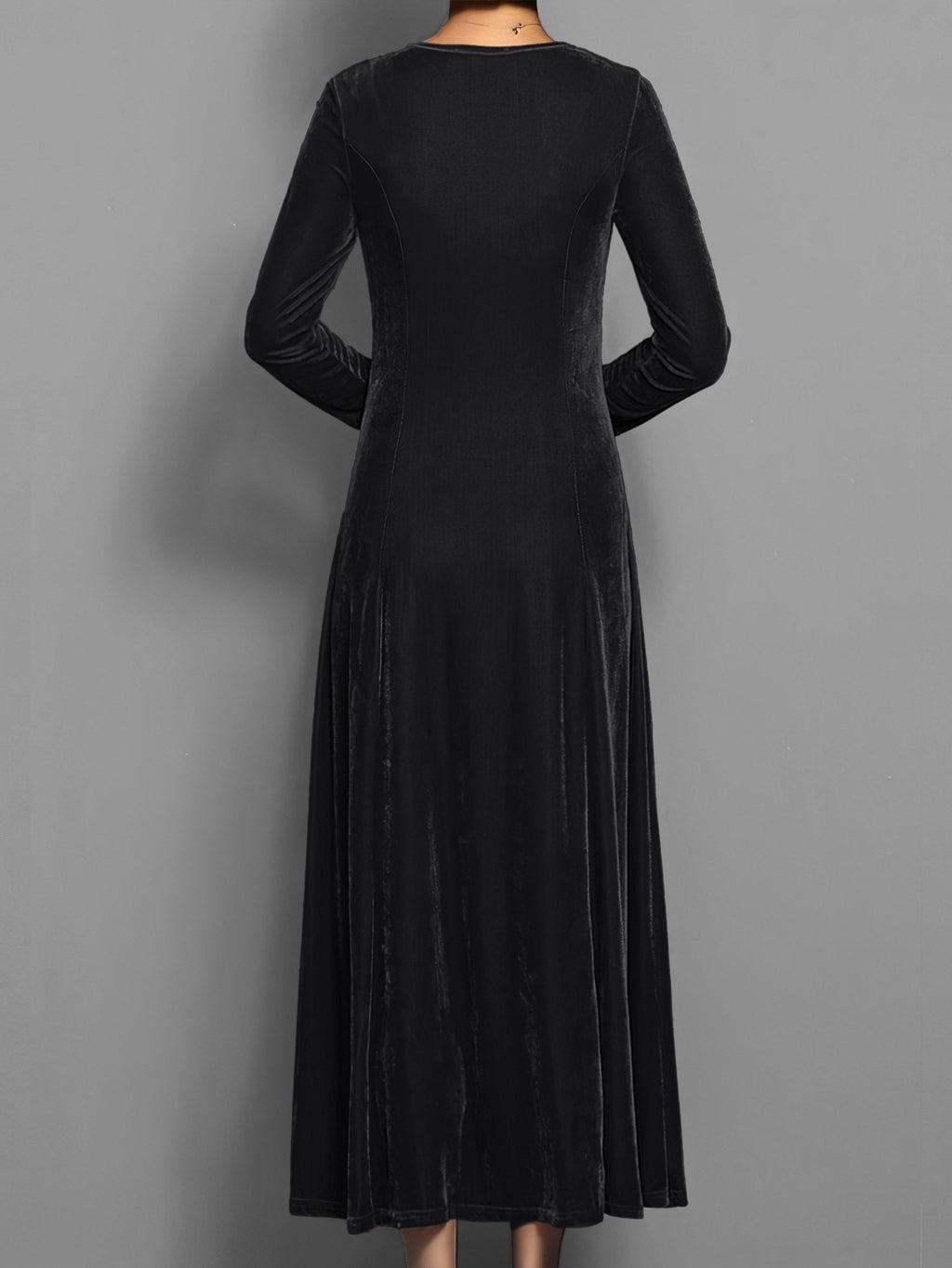 Women's Long Sleeve Velvet A-Line Maxi Dress