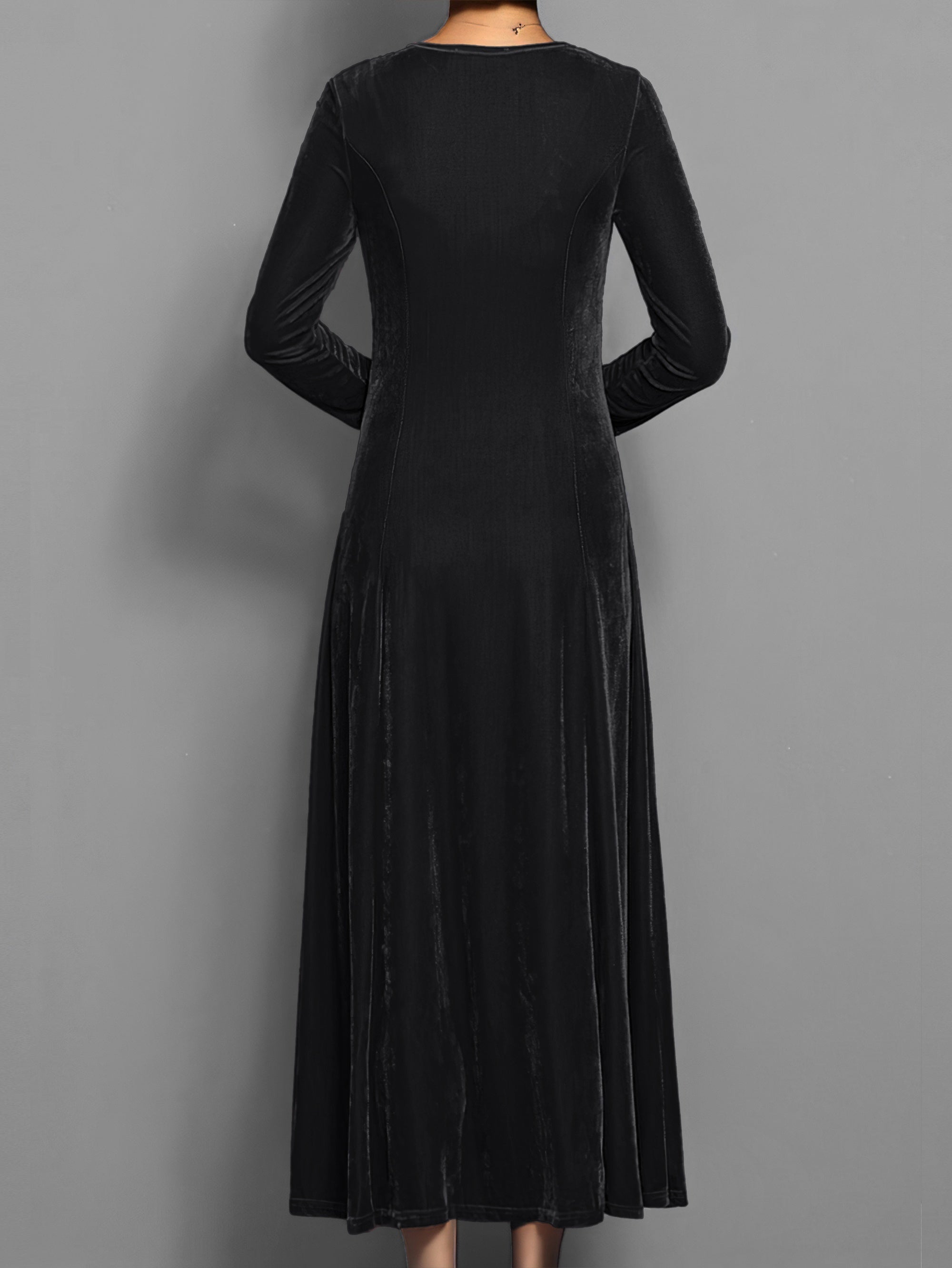 Women's Long Sleeve Velvet A-Line Maxi Dress
