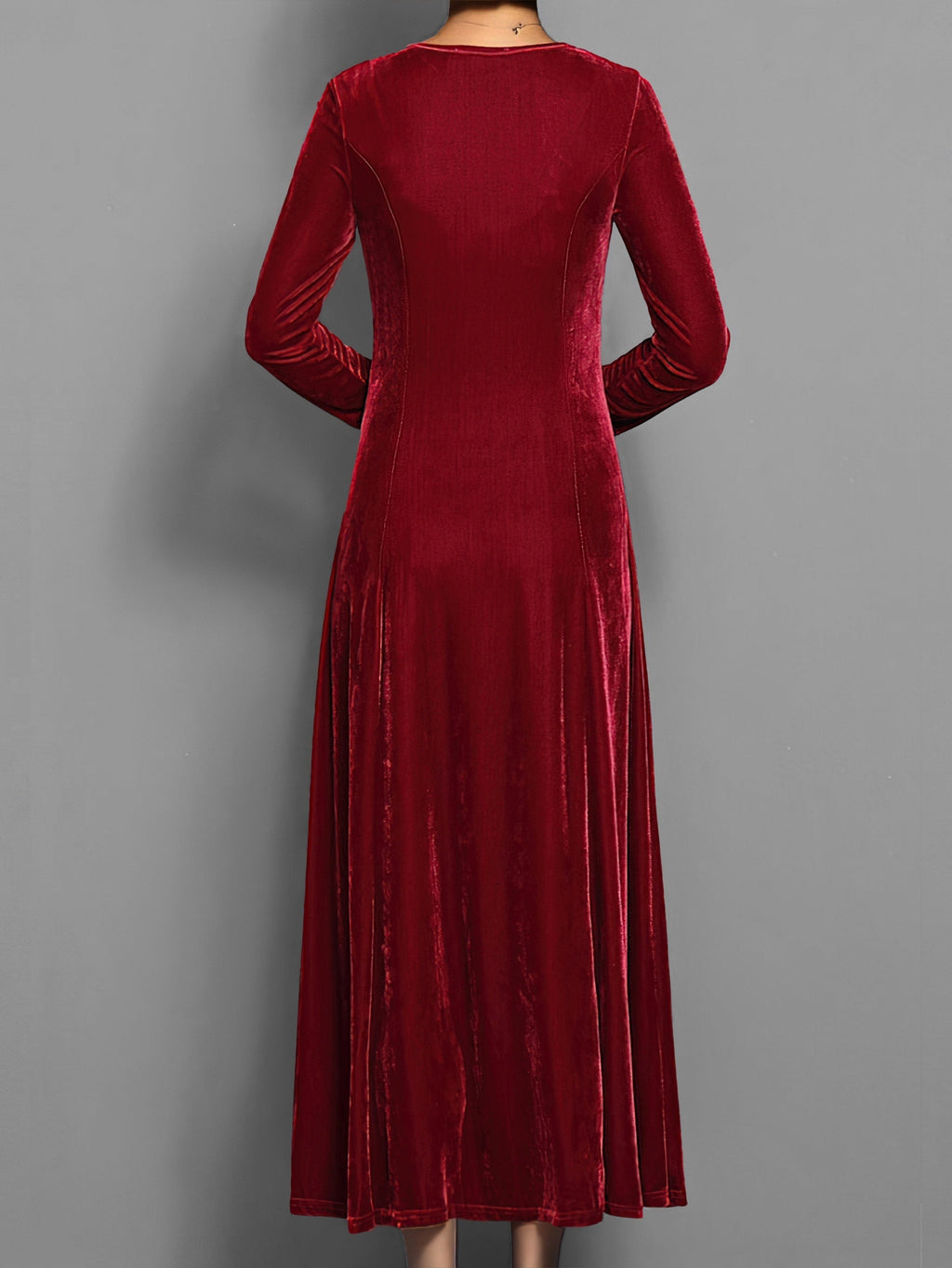 Women's Long Sleeve Velvet A-Line Maxi Dress