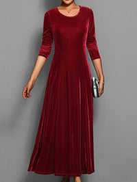 Women's Long Sleeve Velvet A-Line Maxi Dress