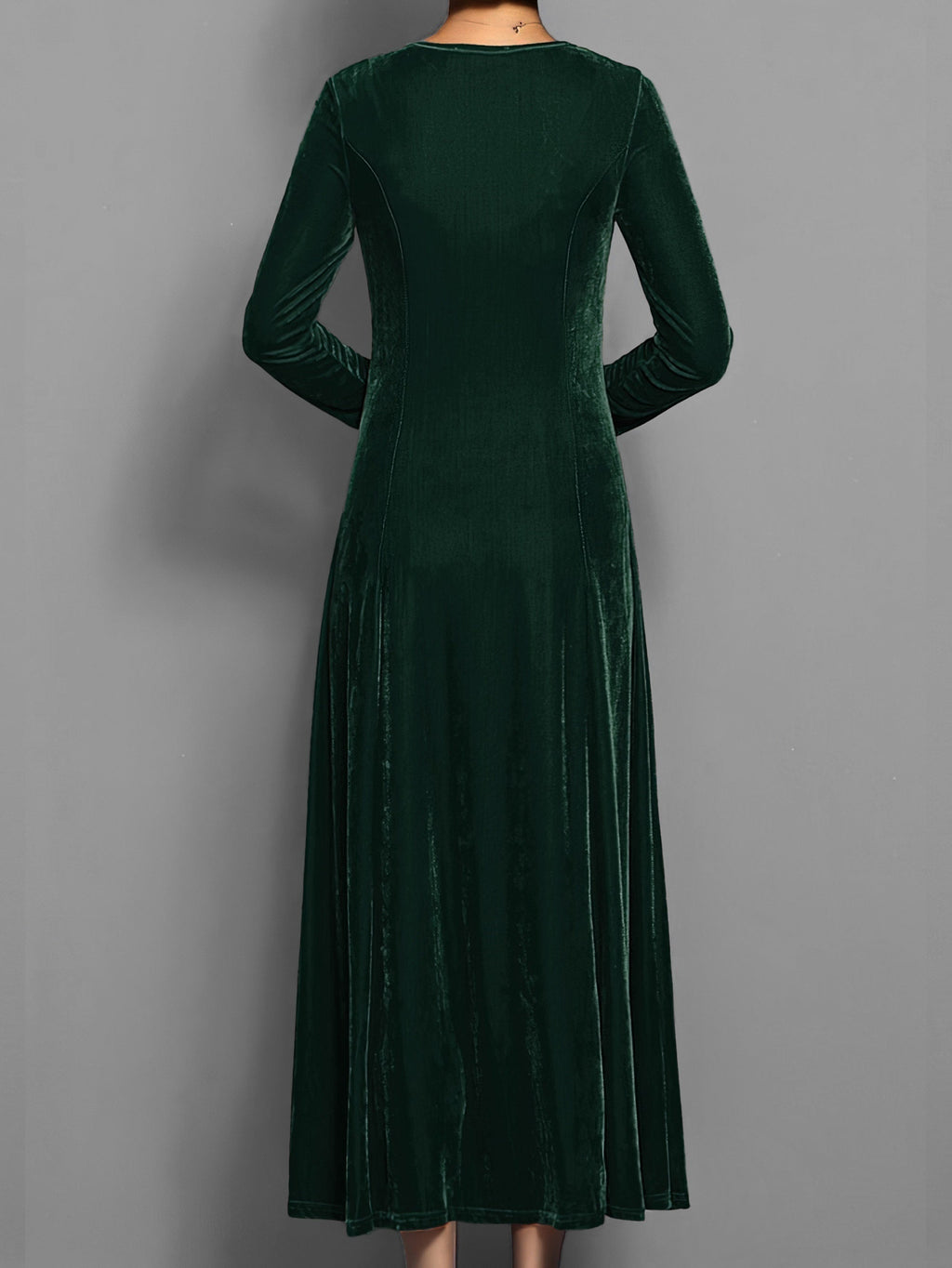 Women's Long Sleeve Velvet A-Line Maxi Dress