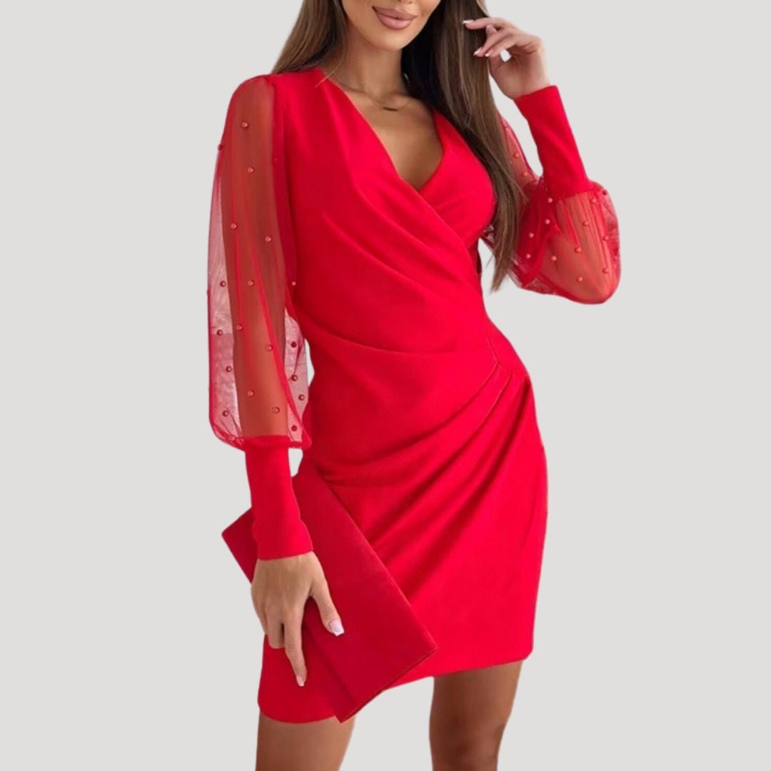 Women's Long Sleeve Wrap Mini Dress