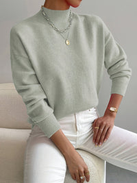 Women's Mock Neck Ribbed Knit Sweater