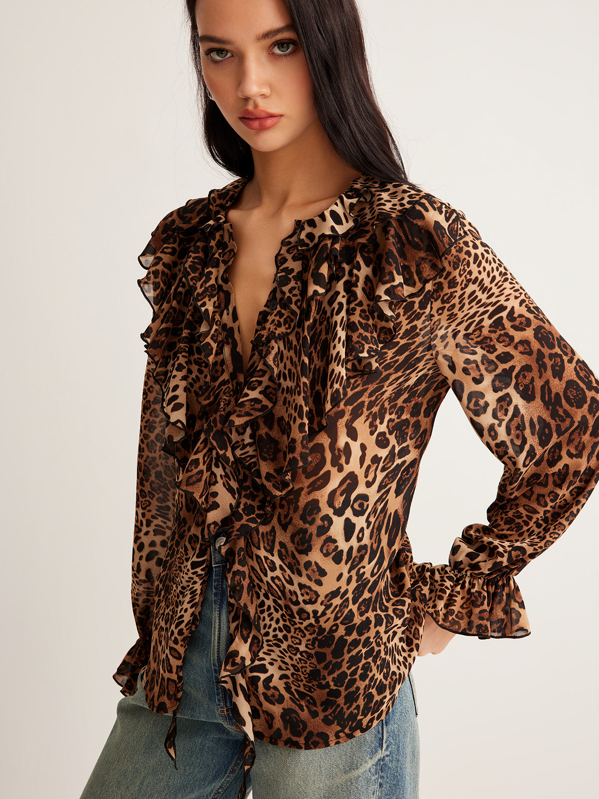 Women's Ruffle Long-Sleeve Blouse