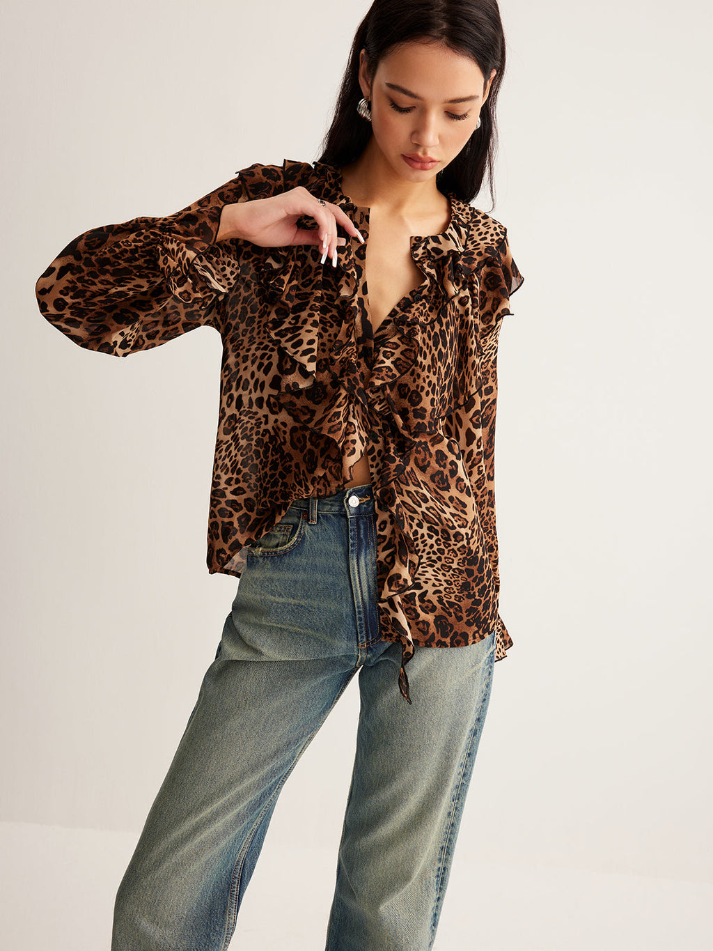 Women's Ruffle Long-Sleeve Blouse