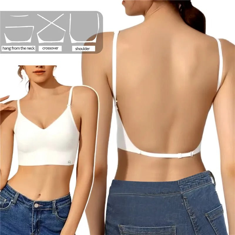 Women's Strappy Backless Wireless Bra