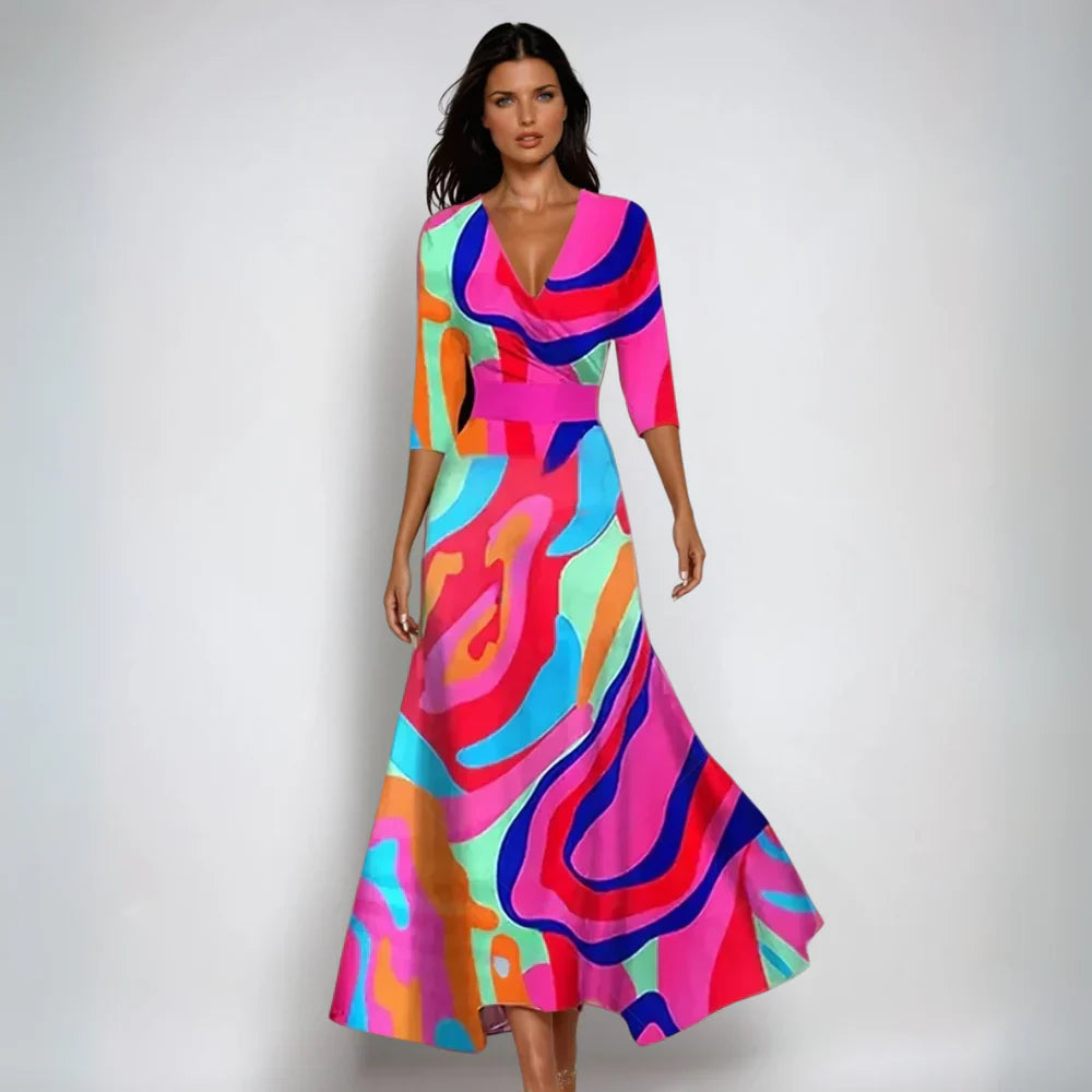 Women's V-Neck A-Line Maxi Dress